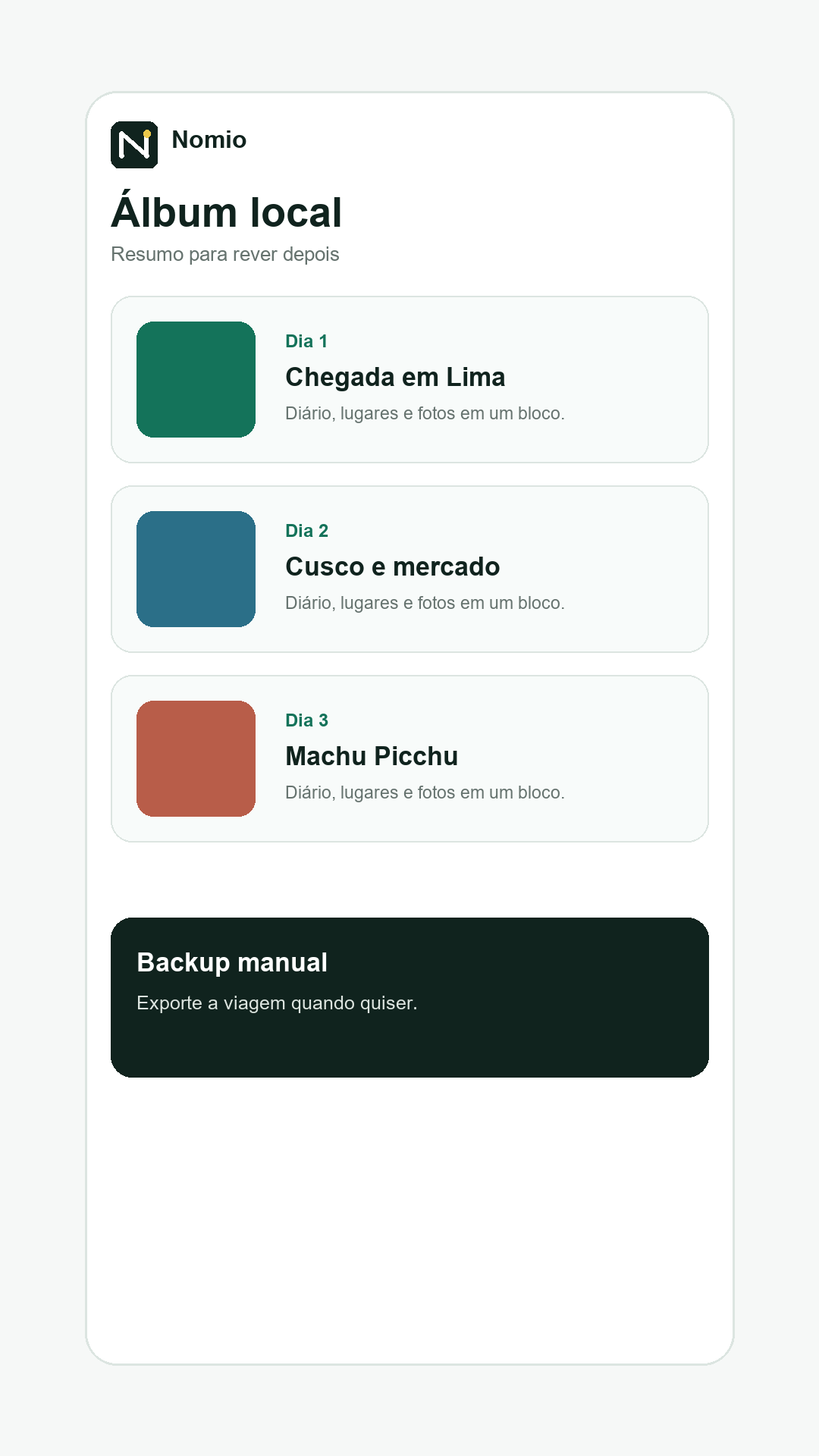 Álbum no app Nomio